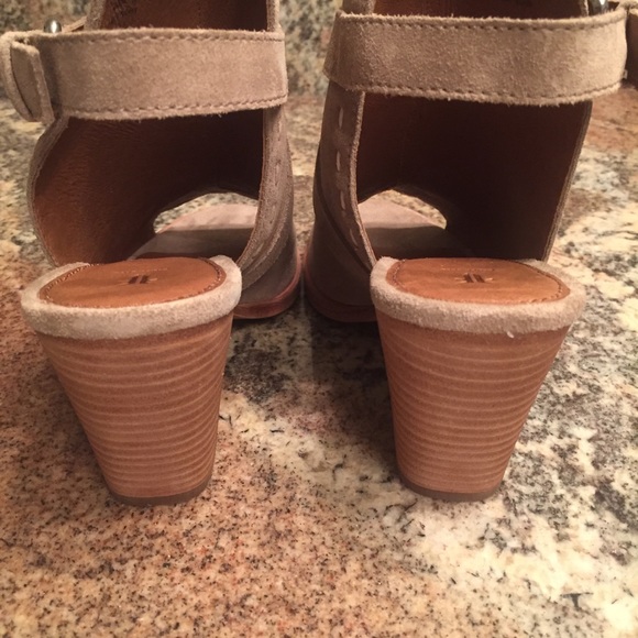 Frye Suede Pickstitch Peep Toe Booties - Picture 8 of 8